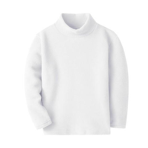 Mud Kingdom Girls Tops Mock Neck Fleece Lining Base Layer for Toddler Girl Long Sleeve T-Shirt White 3 Years