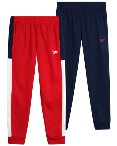 Reebok Boys' Jogger Pants - 2 Pack Soft Fleece Boys' Activewear Sweatpants - Cozy Athletic Joggers for Boys (Sizes 8-20), Crimson Red Ribbon, 10-12