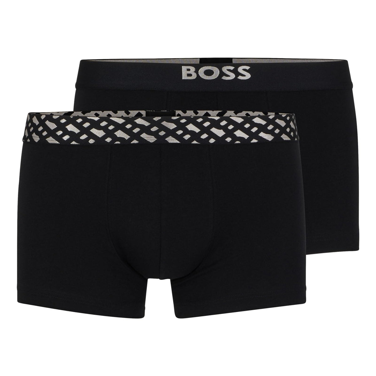 BOSS Mens Trunk 2P Silver G Two-Pack of Metallic-Branding Trunks in Stretch Cotton