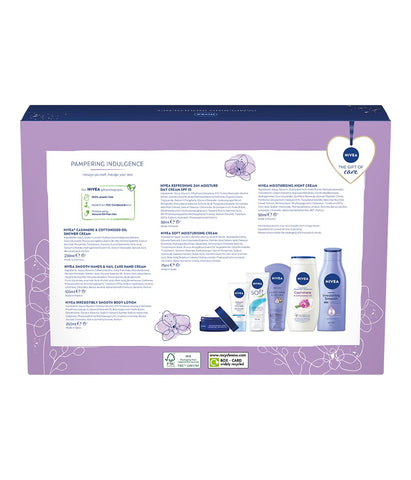 NIVEA Pampering Indulgence Gift Set (6 Pieces), Luxury NIVEA Gift Set Includes Shower Cream, Day and Night Cream, Body Lotion and More, Gifts for Women