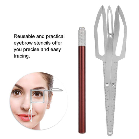 Eyebrow Caliper Ruler- Ratio Calipers Microblading with Flexible Removable Reusable Stainless Steel Microblading Caliper Eyebrow Ruler Measure Tool