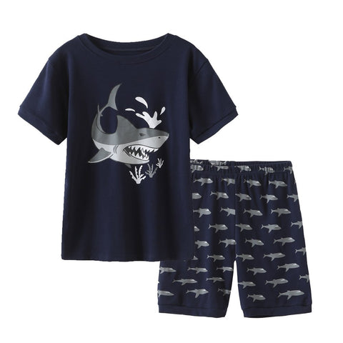 MyFav Big Boys Pajamas 2 Piece Short PJS Cute Cartoon Sleepwear Navy, 6Y