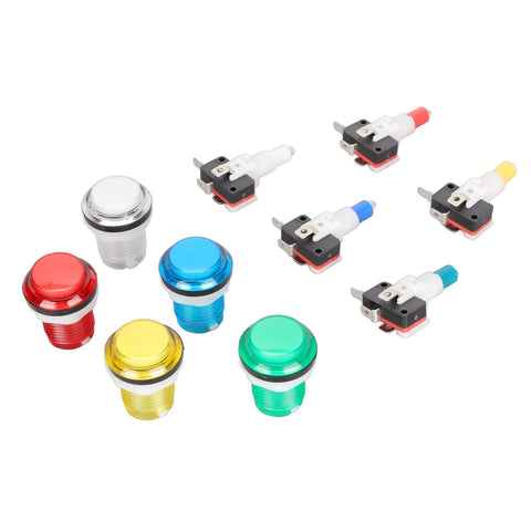 32mm Arcade Game Push Button 5 Colors LED Light Illuminated Self Reset DIY Arcade Machine Button Switch for Gamepads