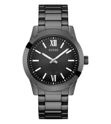 GUESS Men's 44mm Watch - Black Strap Black Dial Black Case
