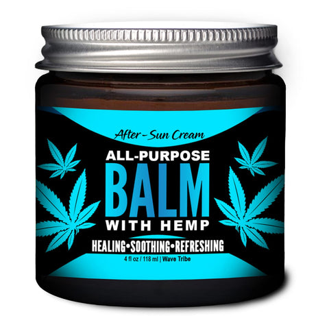 Wave Tribe After Sun Cream with Hemp - 4 oz Organic After Sun Care, Multi-Purpose After Sun Lotion For Your Face & Skin, Sunburn Relief, After Sun Moisturizer, Natural Ingredients, Made in USA