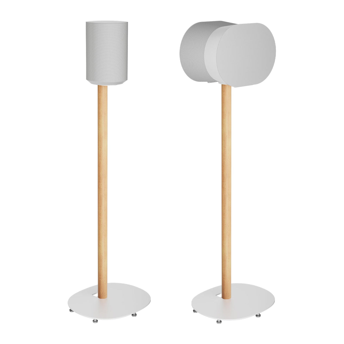 PEGZONE Speaker Stands Compatible with SONOS Era 300 and Era 100, Fixed Height Floor Stand with Cable Management, Wooden Speaker Mount, White & Beech, 2 Pack (Pair)