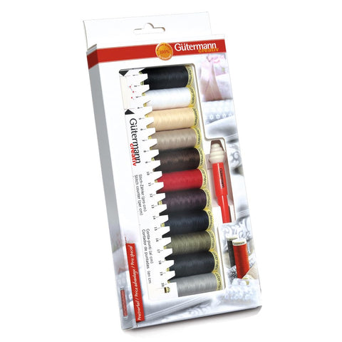 GÃ¼termann Thread Set with Ruler and Stitch Ripper, Polyester, Multicolor, One Size