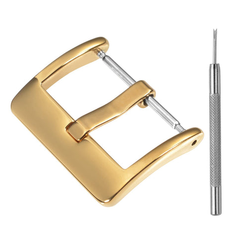 BISONSTRAP Watch Bands Replacement Buckle, Stainless Steel Clasp for Smartwatch Straps-24mm, Polished Gold