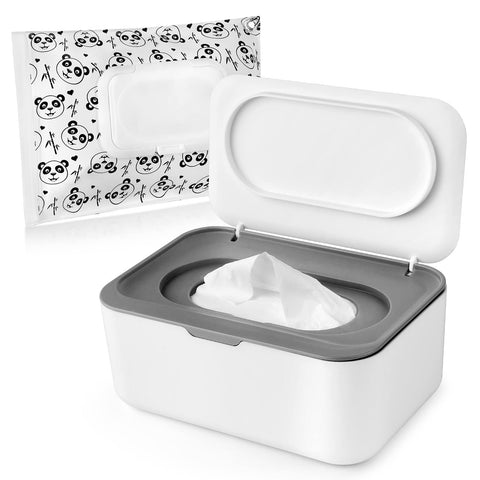 Wipes Holder, Wipes Dispenser with Lid, Pouch with Lid, Baby Wipes Case Keeps Wipes FreshÃƒÆ’Ã†â€™Ãƒâ€šÃ‚Â¯ÃƒÆ’Ã¢â‚¬Å¡Ãƒâ€šÃ‚Â¼ÃƒÆ’Ã¢â‚¬Â¦ÃƒÂ¢Ã¢â€šÂ¬Ã¢â€žÂ¢ Wipe Container Regular Storage Case Box(Grey+Panda)