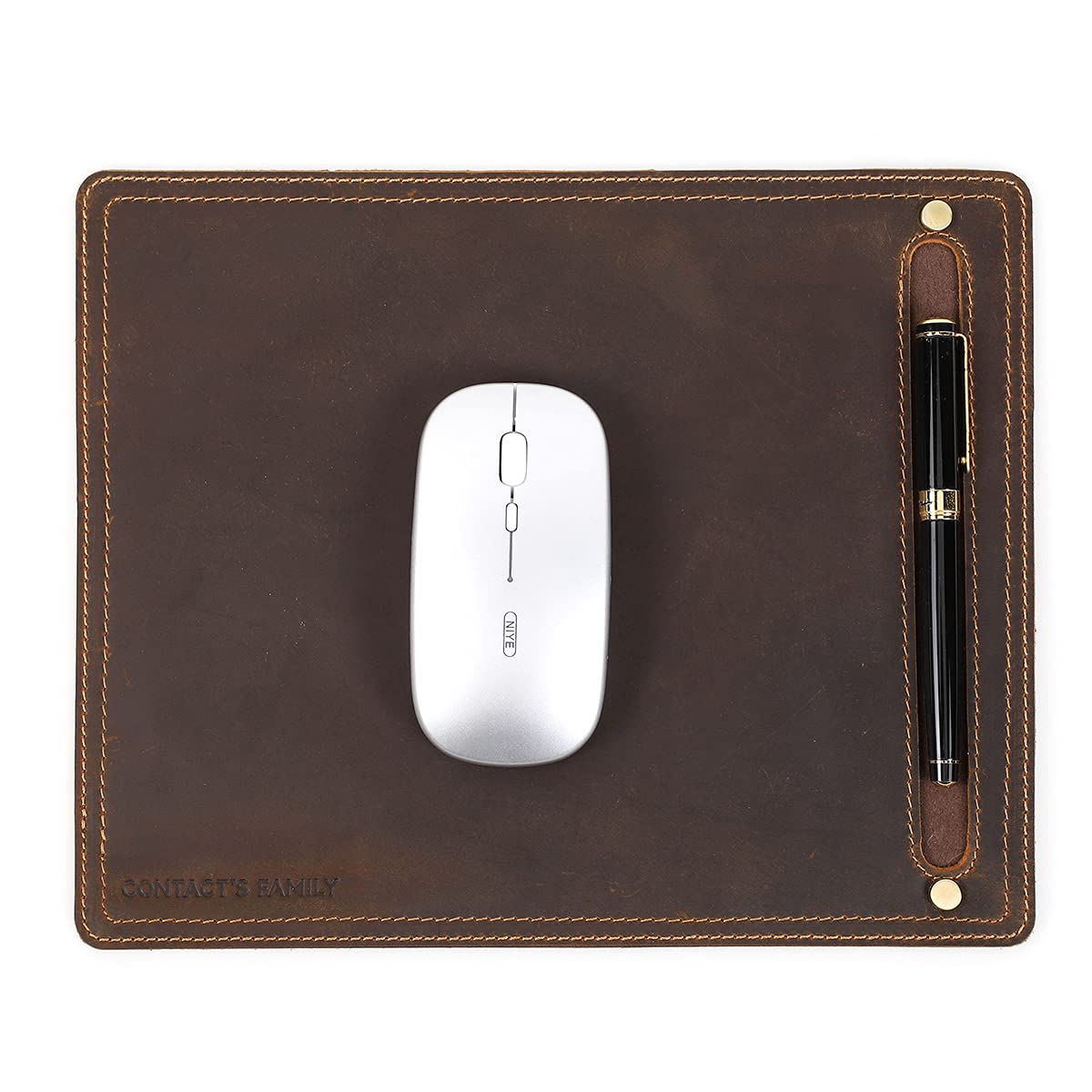 Genuine leather Mouse Mat Coffee Square Office/Home ANTI-SLIP COMFORT MOUSE PAD MAT with Pen Slot holder