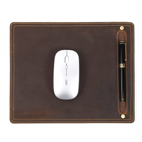 Genuine leather Mouse Mat Coffee Square Office/Home ANTI-SLIP COMFORT MOUSE PAD MAT with Pen Slot holder