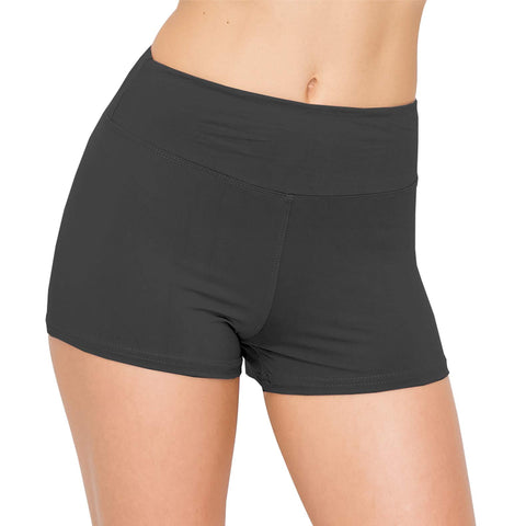 ALWAYS Women Workout Yoga Shorts - Premium Soft Solid Stretch Cheerleader Running Dance Volleyball Short Pants Charcoal 2 S
