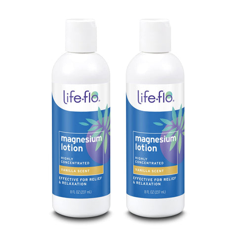 LIFE-FLO Magnesium Lotion w/Concentrated Magnesium Chloride | Calms & Rejuvenates Muscles & Mind | Vanilla Scent (8 oz, 2 pk)