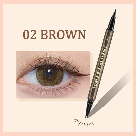 Jutqut 2PCS Waterproof Liquid Eyeliner 0.01 MM Double Tip Lower Eyelash Pencil, Natural Lower Eyelashes Liquid Pen, Double Tip Lower Lash Pen, Smudge proof, Long Wearing, Black+Brown