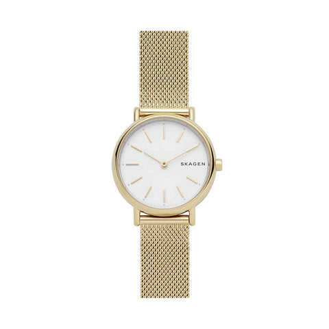 Skagen Watch for Women Signatur Lille, Two Hand Movement, 30 mm Gold Stainless Steel Case with a Stainless Steel Mesh Strap, SKW2693