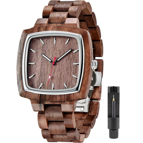 Tiong Men Watches with Handmade Colorful Bamboo Wood Watch Analog Quartz Wooden Watch for Couple