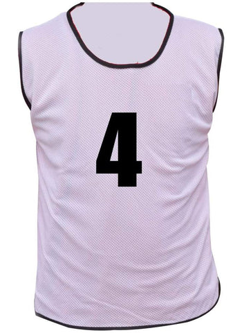 10 MESH BIBS FOOTBALL TRAINING SPORTS BIBS PRINTED NUMBER (1-10 OR number of your choice) Back only (White, Youth (Men's Small to Medium))