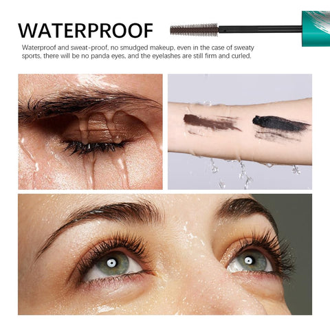 Long Thick Curling Smudge-proof Mascara, Premium Waterproof Mascara, Lash Clean Washable Mascara, Long-Lasting and Lash-Doubling Formula (Brown)