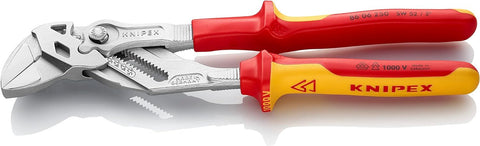 Knipex Pliers Wrench pliers and a wrench in a single tool chrome-plated, insulated with multi-component grips, VDE-tested 250 mm 86 06 250