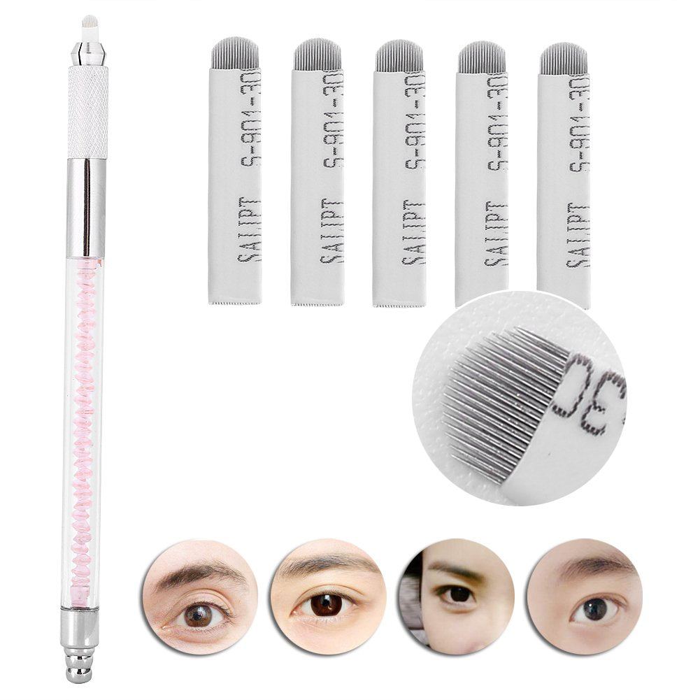 Microblading Pen, Eyebrow Tattoo Pen Permanent Makeup Practice Kit with 10pcs Supplies