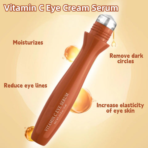 Vitamin C Eye Serum, Roll-on Eye Serum Anti-Aging Eye Care Serum, Reduces Dark Circles, Under Eye Bags, Wrinkles, Fine Lines, Moisturizing for Men and Women (15ml)