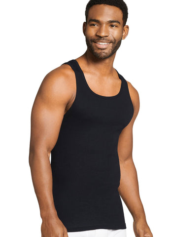 Jockey Men's Undershirt 100% Cotton Big Man A-Shirt Tank - 3 Pack, Black, 3XL