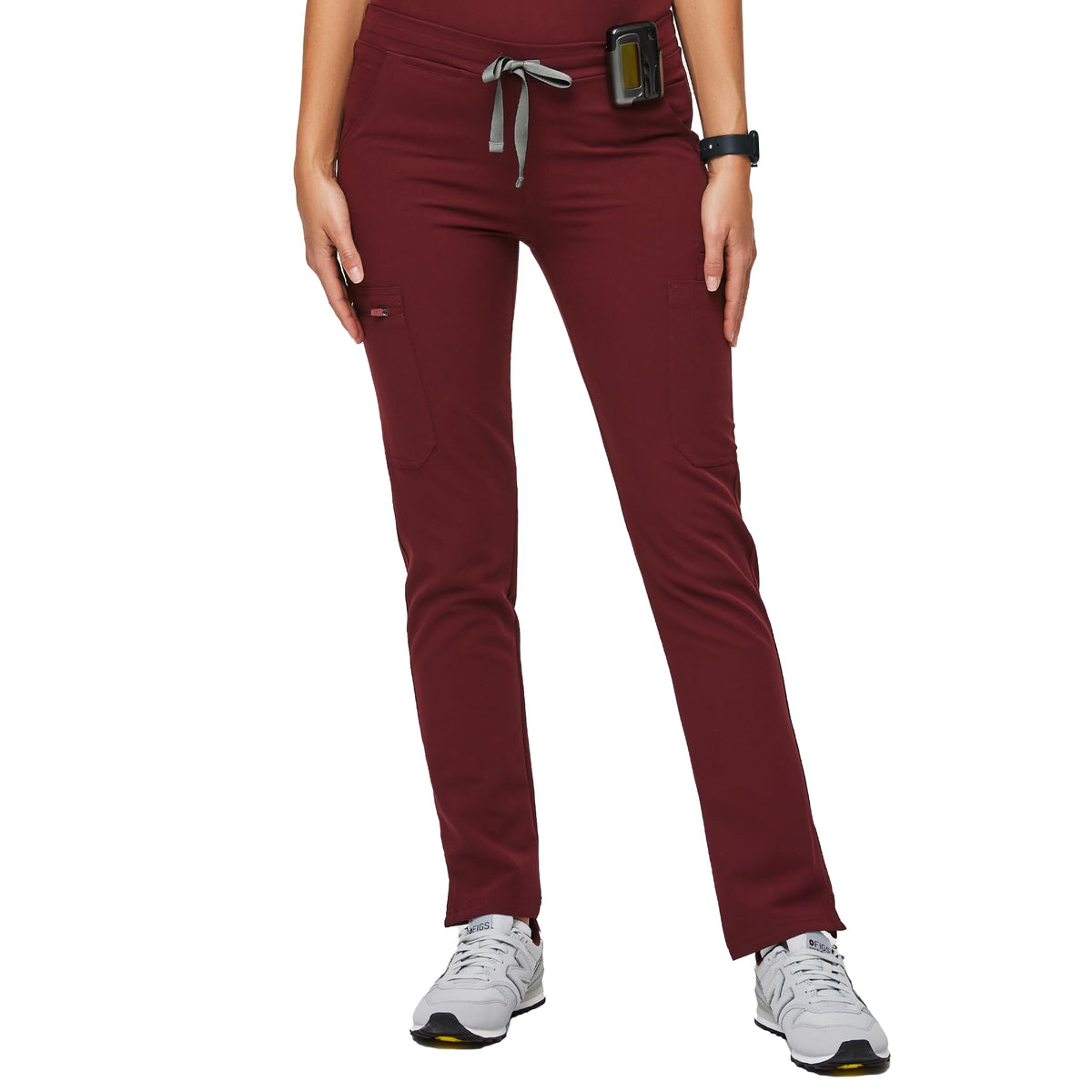 FIGS YOLA Skinny Scrub Pants for Women - Burgundy, Petite XXS