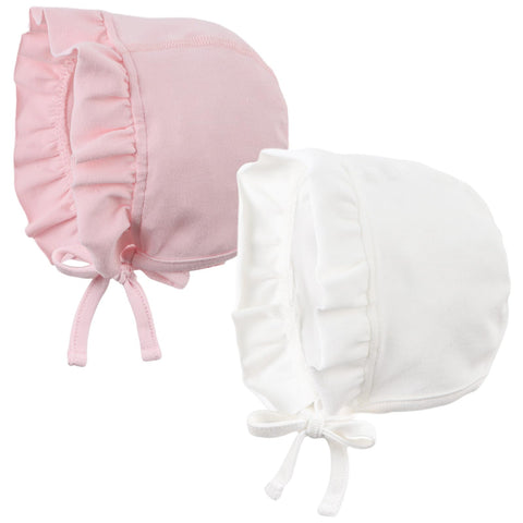 Lovely Baby Girl Hospital Hat Soft Cotton Newborn Beanie Winter Baby Hats for Infant Girls (M, White+Pink)