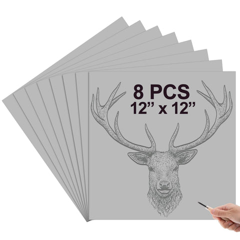 Yeaqee 8 Pcs 12 x 12 Inch Gray Linoleum Block Rubber Carving Block Soft Linocut Block Large Lenolium Sheet Unmounted Lino Plates for Engraving Art Project Printmaking Artist Studio Supplies