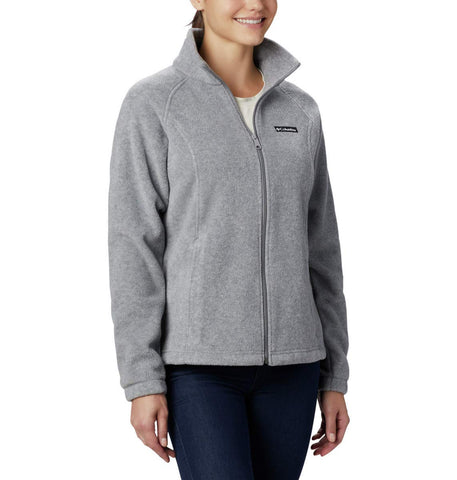 Columbia Women's Benton Springs Classic Fit Full Zip Soft Fleece Jacket, Light Grey Heather, M
