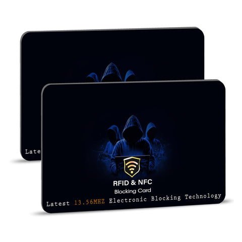 SaiTech IT 2 Pack RFID Blocking Card NFC Contactless Debit/Credit Card ATM Passport Protector ideal for Men & women slim perfectly fit in wallet (Blue Printed)
