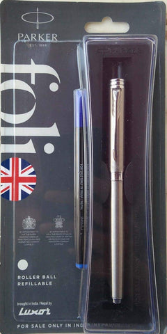 Parker Folio Stainless Steel Roller Ball Pen Chrome Trim