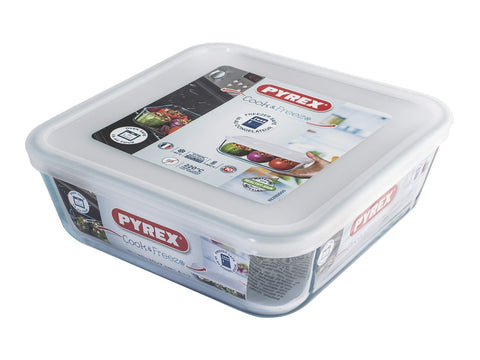 "Pyrex Cook&Freeze Recipient Care Glass Size with lid 20.5 x 20.5 x 7.5 cm - Without lid 20 x 20 x 7 cm