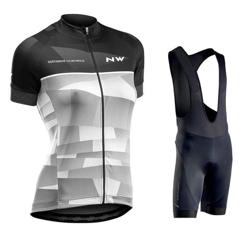 Atack-B Women Summer Cycling Short Sleeve Top and Gel Bib Shorts Set, Cycling Jersey Kits Breathable MTB Clothing Suits (L13,M)