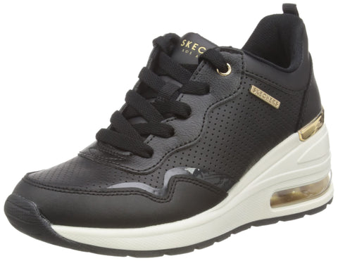 Skechers Women's Million Hotter AIR Sneaker, Black/White, 5.5
