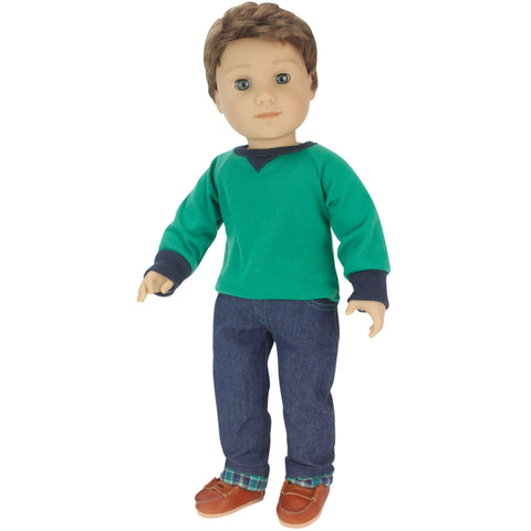 Sophia's 2 Pack of Shoes includes Slip On Loafers and High Top Shoes for 18 Inch Boy Dolls, Brown/Blue