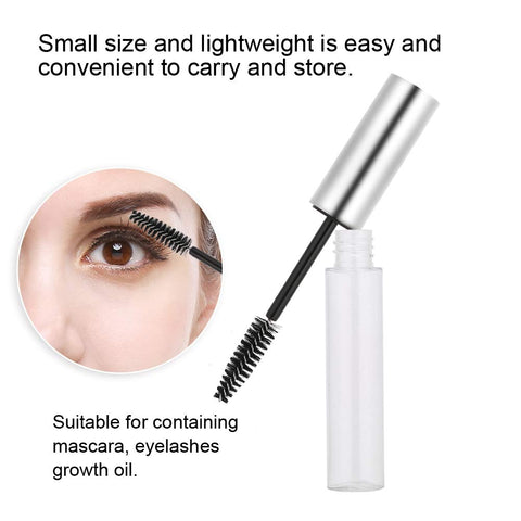 Empty Mascara Tube, Rubber Inserts 5 Colors 10ml Transparent Tube with Eyelash Wand Empty Mascara Container Bottle for Castor Oil(3# Matte Silver)