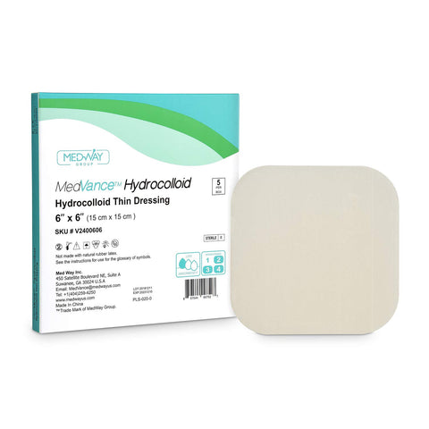 MedVance TM Hydrocolloid - Hydrocolloid Adhesive Thin Dressing 15 cm x 15 cm Box of 5 Dressing