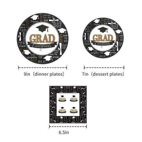 PRETYZOOM Disposable Plates Black Dinnerware Sets Congrats Grad Party Supplies 68Pcs Disposable Dinnerware Set Include Paper Plates Napkins Cups Graduation Party Supplies Black Dinnerware Gold Decor