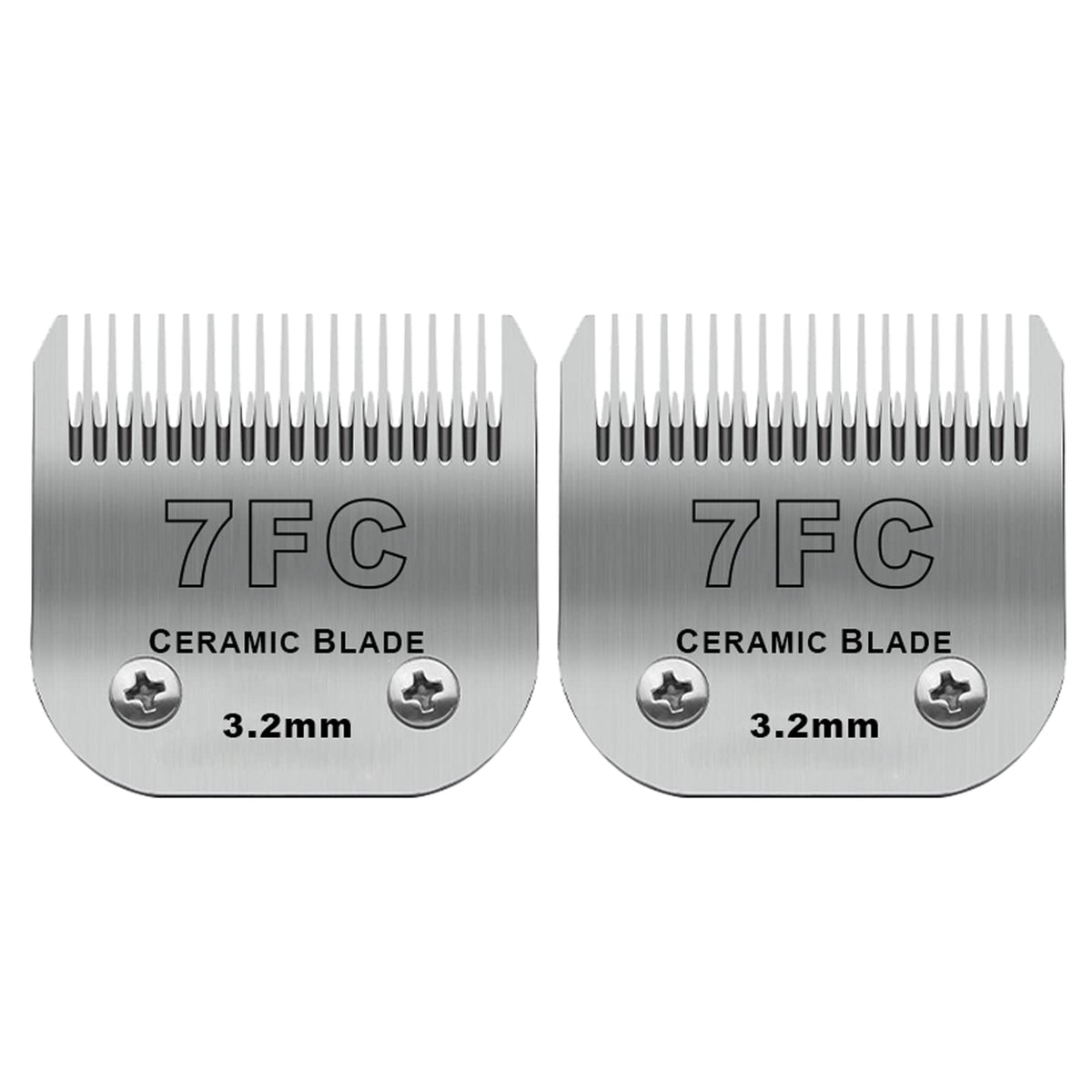 2 Pack Detachable Pet Dog Grooming Clipper Ceramic Blades,Compatible with Andis Size-7FC Cut Length 1/8"(3.2mm),Compatible with Oster A5 Wahl KM10 Series Clippers