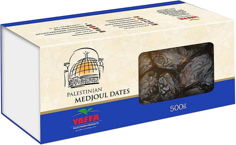 Yaffa Delicious and Juicy Large Medjool Dates - All Natural, No Added Sugar, Free from Additives, Sustainably Grown and Hand-Picked Palestinian Dates (Box of 500g)