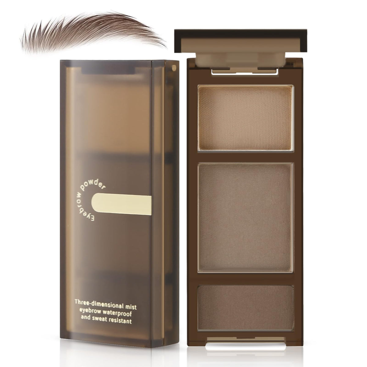 Boobeen 3 Color Eyebrow Powder Palette, Waterproof Long-Lasting Nature Eye Brow Powder, Brow Definer Powder Makeup to Enhance & Filler Brows, Powder Smooth