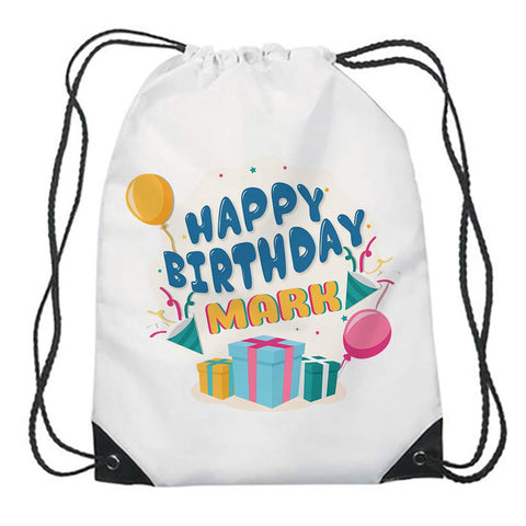 Getagift Personalised Happy Birthday Any name designed Special Awesome Birthday Gift for Him/Her, Men/Women Christmas Stocking Filler Unique Drawstring Bag Gym Sack Sports Bag.