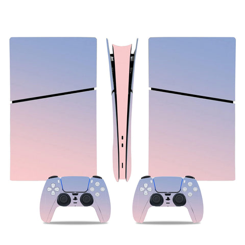 Skin Sticker for PS5 Slim Digital Edition Full Decal Cover Protective Console Skin Wrap for PS5 Slim (Blue Pink)