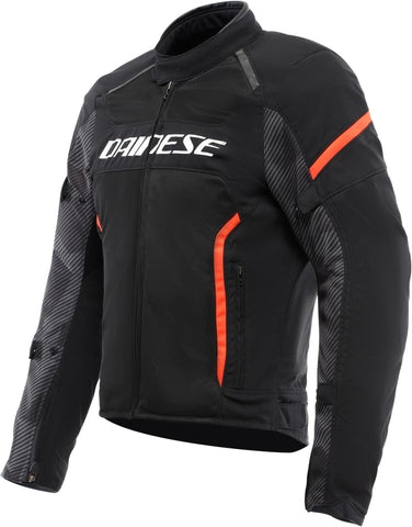 DAINESE - Air Frame 3 Tex Jacket, Summer Motorcycle Jacket with Detachable Windproof Lining, Man, Black/Black/Red-Fluo, 60