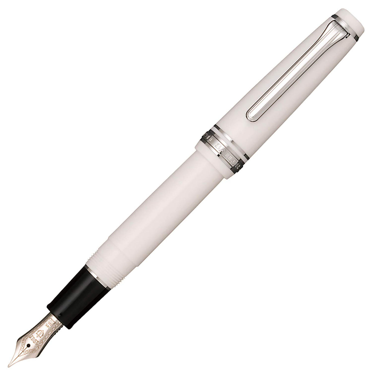 Sailor 11-1222-410 Professional Gear Fountain Pen, Slim, Silver, White, Medium Point