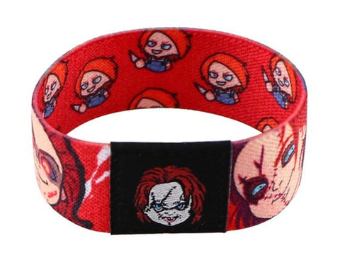 Chucky Child's Play Horror Movie Halloween 7.1" Reversible Stretch Wristband Wrist Band Bracelet Elastic Strap