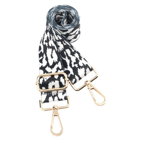 chushui Replacement leopard Purse Strap,Adjustable Crossbody Shoulder Strap for Handbags,1.5" Wide Black and White Leopard Print