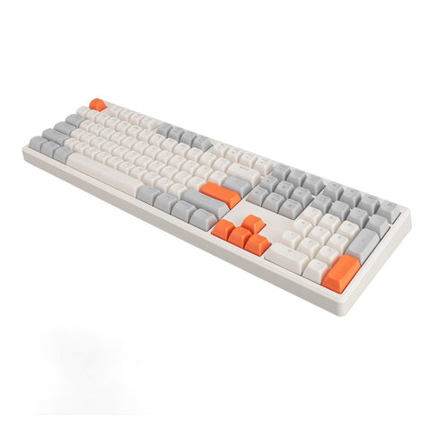Gaming Keyboard, Plug and Play RGB Backlit Keyboard 108 Keys Silent for Home (Grey White Orange)
