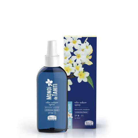 Helan, Monoi De Tahiti - Tanning Oil with Coconut Oil for Face and Body, Body Oil with Sun Protection SPF 6, Sunscreen Body Spray with Natural Tan Accelerator Water-Resistant, 150 ml - Made in Italy